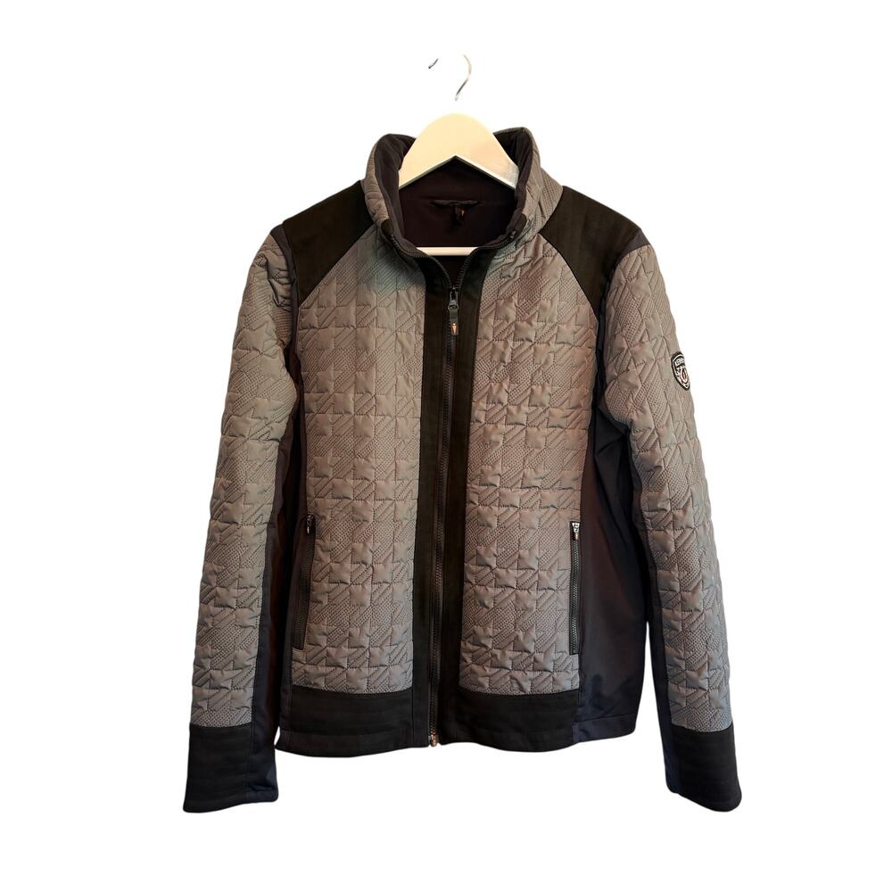 KERRITS GRAY AND BLACK QUILTED EQUESTRIAN JACKET SIZE L